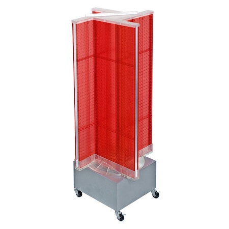 Azar Displays Pinwheel Pegboard Floor Display on Revolving Wheeled Base. Spinner Rack Stand. 700445-RED